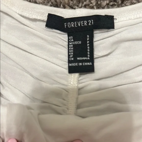 Forever 21 White Square Neck Puff Sleeve Crop Blouse - Picture 2 of 3